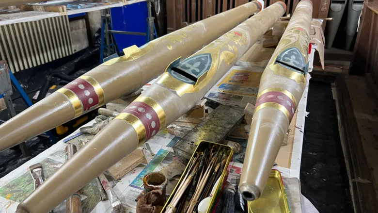 The newly-painted pipes of St Mary's Church